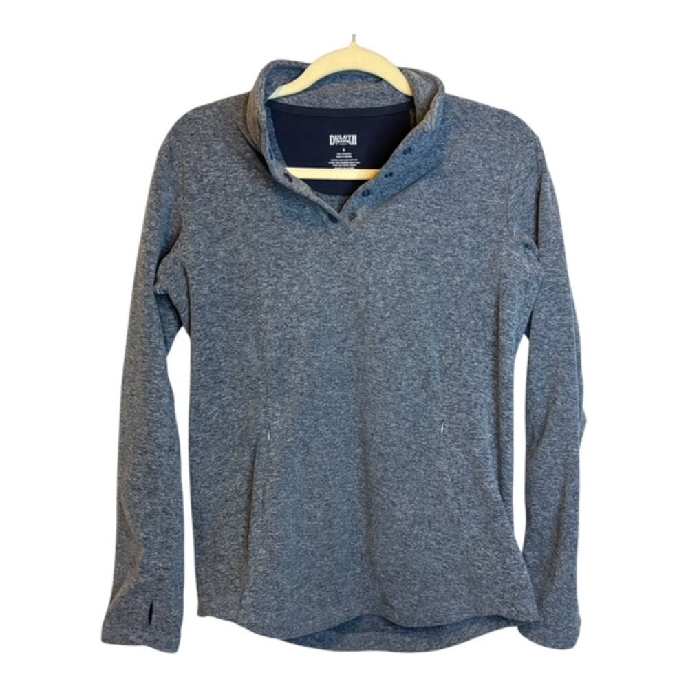 Duluth Sweatshirt‎ Women's Size Small Fleece Frost Lake Thumb Holes Gray Blue